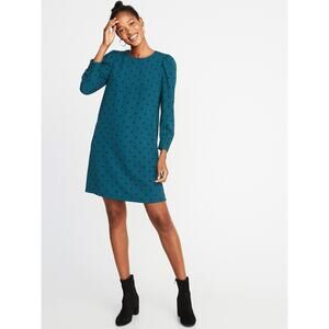 NWT old navy crepe polka dot shift dress XS relaxed fit career casual NEW